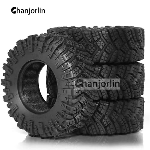 1.9 RC Tires OD 98mm 1/10 Rubber All Terrain Mud Crawler Tyres with Foam for 1:10 Rock Crawler Car Axial SCX10 SCX10 III AXI03007 D90 TF2 MST Tamiya RR10 Beadlock Wheels Hubs 4PCS