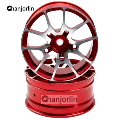 1/10 RC On Road Drift Wheels Rims Hex 12mm Metal Rally Racing Hubs for 1:10 Scale Touring Street Car Tires Tyres Tamiya TT01 TT02 HSP 2S 3S Brushless HPI KYOSHO XV02 XV01 4PCS (Red) - color: Red