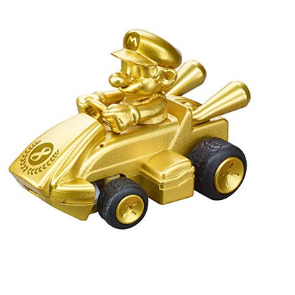 Carrera RC Nintendo Mario Kart 2.4 GHz Mini Collectible Radio Remote Control Toy Car Vehicle - Gold Mario | Official Licensed Mario Miniature Collectible Toy RC Car for Kids 6+, Ready To Run, Rechargeable Battery, Radio RC Racing - style: Mario Gold Editi