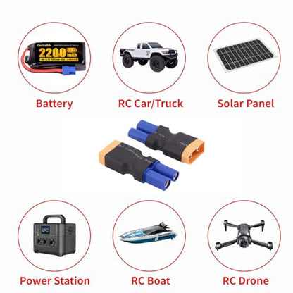 XT90 Male to EC5 Female;XT90 Female to EC5 Male Connector Adapters | for RC FPV Drone Car Lipo NiMH Battery Charger ESC