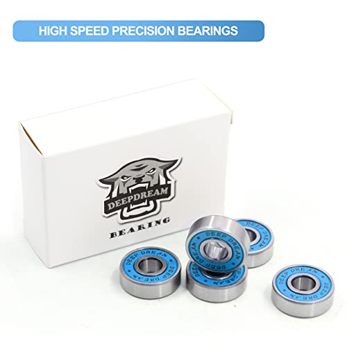 Premium 20Pcs 608rs Bearings Skateboard Bearings Chrome Steel Bearing Longboard Bearings (8x22x7mm) Double Rubber Sealed Deep Groove Bearing - size: 608-2rs-blue