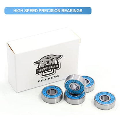 Premium 20Pcs 608rs Bearings Skateboard Bearings Chrome Steel Bearing Longboard Bearings (8x22x7mm) Double Rubber Sealed Deep Groove Bearing - size: 608-2rs-blue