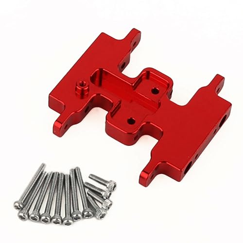 Aluminum Alloy Skid Plate Transmission Bottom Mount for Axial SCX24 C10 JLU Deadbolt Gladiator Bronco 1/24 Crawler Upgrade Parts (red) - color: Red