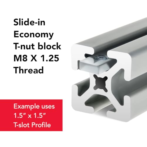 8020, 14131, 15 40 45 Series Steel M8 Slide-in Economy T Nuts Hardware Block Nuts for 1.5", 40mm, and 45mm Series Aluminum Extrusions 80/20 Profiles (25 Pack)