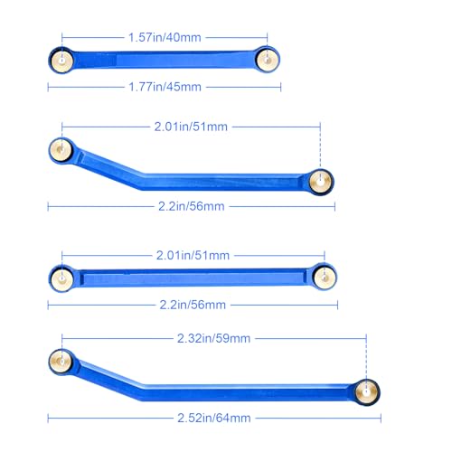 High Clearance Steering Links Set for Axial SCX24 C10 AXI00001 Wrangler JLU AXI00002, 8PCS (Blue) - color: Blue