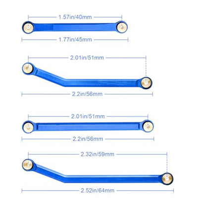 High Clearance Steering Links Set for Axial SCX24 C10 AXI00001 Wrangler JLU AXI00002, 8PCS (Blue) - color: Blue