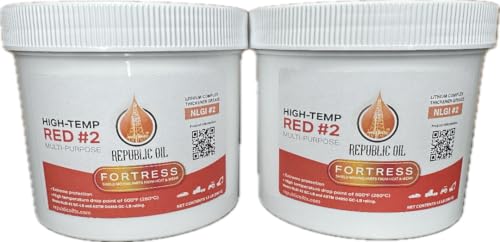 Republic Oil Fortress Red High Temp #2 Grease 2X 1.5 LB Jar. Lithium Complex Multi-Purpose |Chassis | Wheel Bearings| Tacky | EP2 | Extreme Pressure | 5th Wheels | Agrilculture | Construction - size: 2 x 1.5 lb Jars
