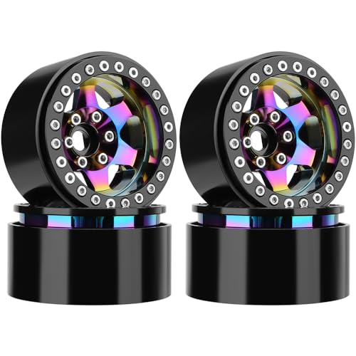 GLOBACT Rainbow 1.9 Beadlock Wheel Offset -10mm for 1/10 RC RC Crawler, A | Fits SCX10 TRX4 TRX6 Redcat Gen7 Gen7PRO Gen8 D90 VS4-10 - color: Neon Color-a