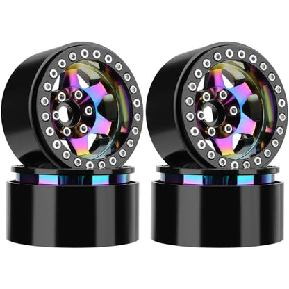 GLOBACT Rainbow 1.9 Beadlock Wheel Offset -10mm for 1/10 RC RC Crawler, A | Fits SCX10 TRX4 TRX6 Redcat Gen7 Gen7PRO Gen8 D90 VS4-10 - color: Neon Color-a