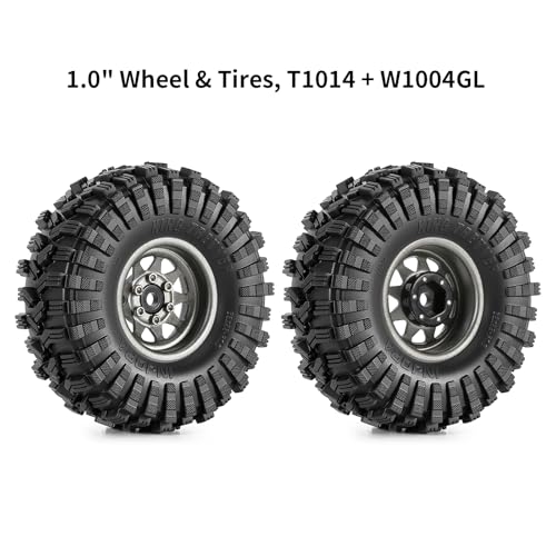 INJORA 1.0 Beadlock Wheel Tires Set -3.78mm Offset for 1/18 1/24 RC, Grey - color: Grey