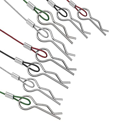 8Pcs ShareGoo Metal Clip R Pin Rod with Steel Anti-Lost Rope RC Body Shell Clip Wire Compatible with 1/8 1/10 Traxxas HSP Arrma Axial Redcat RC Car Truck Crawler (Multiple Colour)