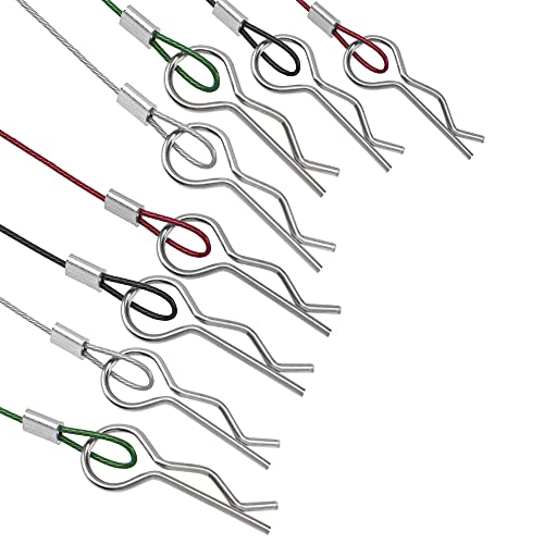 8Pcs ShareGoo Metal Clip R Pin Rod with Steel Anti-Lost Rope RC Body Shell Clip Wire Compatible with 1/8 1/10 Traxxas HSP Arrma Axial Redcat RC Car Truck Crawler (Multiple Colour)