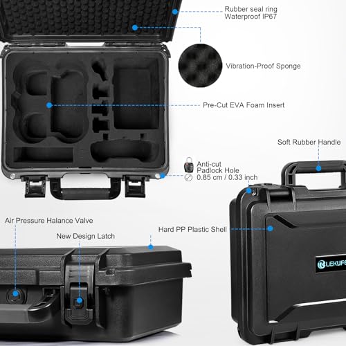 Lekufee Waterproof Hard Carrying Case for DJI Avata 2,Fly More Combo,Goggles 3(NOT for Goggles N3),RC Motion 3,FPV Remote Controller 3 and Accessories(Case Only)