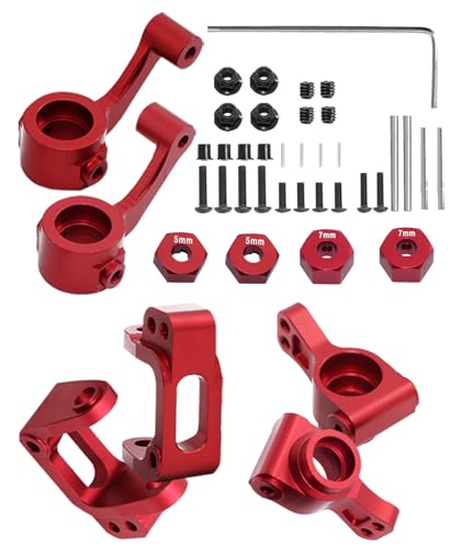 Upgrade Part for 1/10 ECX 2WD,Alloy Caster Block&Steering Blocks&Rear Stub Axle Carriers Wheel Hex Hubs for Ecx 1/10 2WD Ruckus Axe Brutus Circuit Crush K&N Torment,RC Hop-Up Parts,Red - color: Block Caster Set (Red)