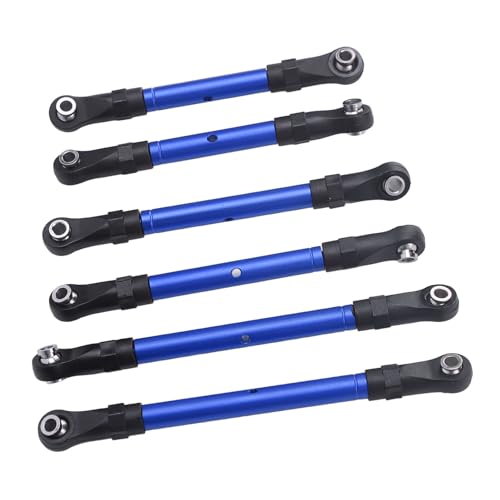 RC Tie Link Rods Set,6pcs RC Car Steering Tie Rod Aluminum Alloy Universal Spare Parts for Traxxas Slash Hoss Rustler,Improved Strength and Durability - color: Blue