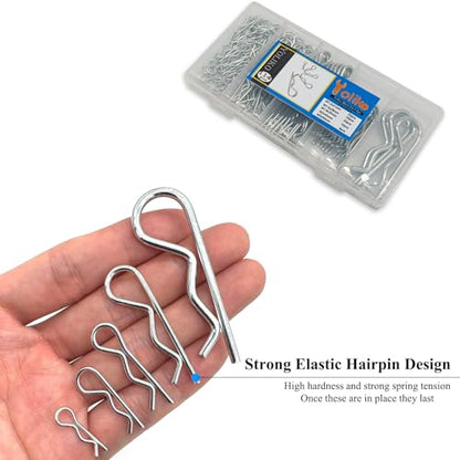 114 Pcs Hitch Pin Clip R Clips Retaining Pins Tractor Cotter Pin Hair Pin Assortment Spring Clip Retainer Pins Hitch Keeper Pins Kit for Dolly Pins/Trailer Pin Clips/Hand Ttruck Pin Replacement - size: Galvanized 114 pcs in 5 size