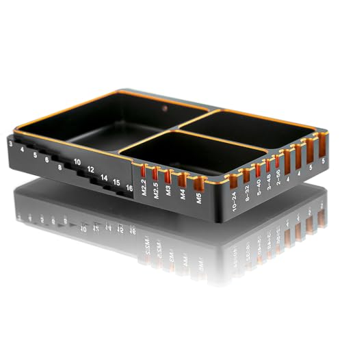 REDSPIDER High Strength Aluminum Alloy RC Screw Tray, Black and Gold, Used for RC Model Toy Repair, Spiral Tray nut Washer Storage Tool for RC car Ship Aircraft Models