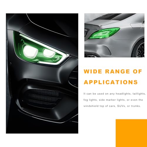 Car Headlight Vinyl Film, 48"×11.8" Self-Adhesive Car Headlight Tint Sticker with Squeegee & Cutter, Waterproof Wrap Film Roll for Vehicle Headlights Taillights Fog Lights (Green) - color: Green