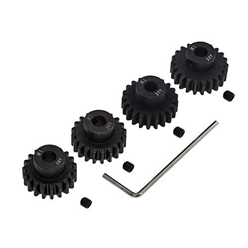 4pcs Mod 1 Pinion Gear 5mm Set Hardened 19T 20T 21T 22T M1 Pitch Gears RC Upgrade Part with Screwdriver