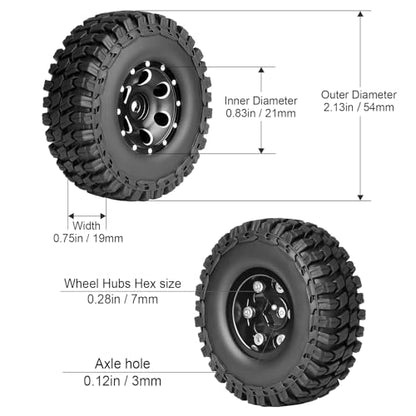 HobbyPark 1.0 Beadlock Wheels for TRX4M AX24 SCX24 FCX24 Enduro24 1/18 1/24 RC Crawler Car (Style C with Tires) - style: Style C with Tires