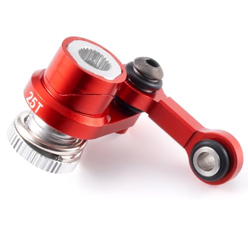 Fixed Link Steering 25T Servo Arm for Tra-xxas Mini Maxx 2S XRT | 1/16 RC Car Red Aluminum Upgrade Parts - color: Red