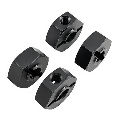 12mm Wheel Hex Set for Losi 1/18 Mini LMT 4X4 Brushed Monster Truck (Black) | Aluminum,Front,Rear,Wheel Hexes,Pins,RC Car,Upgrade Parts,LOS01026,LOS212050,CNC Machined,High Strength - color: Black