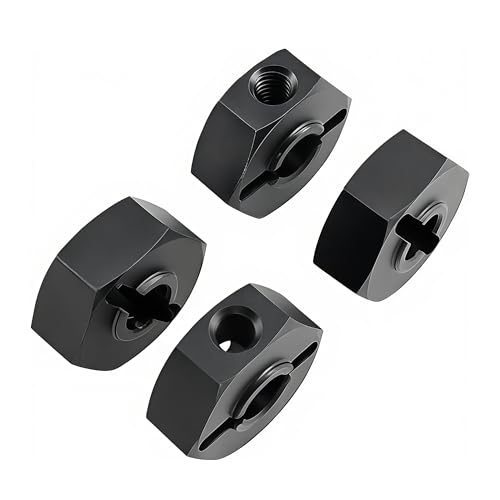 12mm Wheel Hex Set for Losi 1/18 Mini LMT 4X4 Brushed Monster Truck (Black) | Aluminum,Front,Rear,Wheel Hexes,Pins,RC Car,Upgrade Parts,LOS01026,LOS212050,CNC Machined,High Strength - color: Black