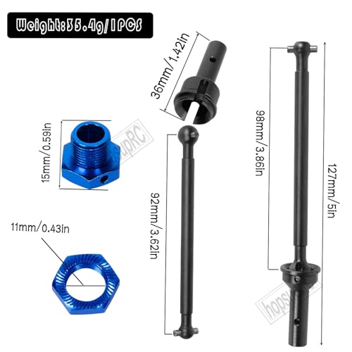 RC Drive Shaft CVD Upgrades Part for 1/8 Typhon 6s,1/7 Felony Limitless Roller Infraction 6s Blx,45# Steel Driveshaft Front Rear Axles & Aluminum Wheel Hex Hub Nuts,Navy Blue - color: Navy Blue/Arrma 1/7 1/8