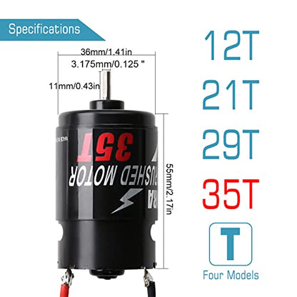 INJORA 550 3-Slot Waterproof Brushed Motor for 1/10 RC Car (35T) - size: 35T