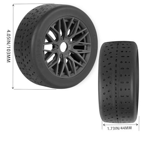 RC Rubber Wheels Tires for 1/8 Typhon 6S BLX,1/7 Infraction 6S BLX,Limitless,4PCS Highway Wheels Soft Tires Truck Tire Highway Tires,Black - color: Black(4pcs)