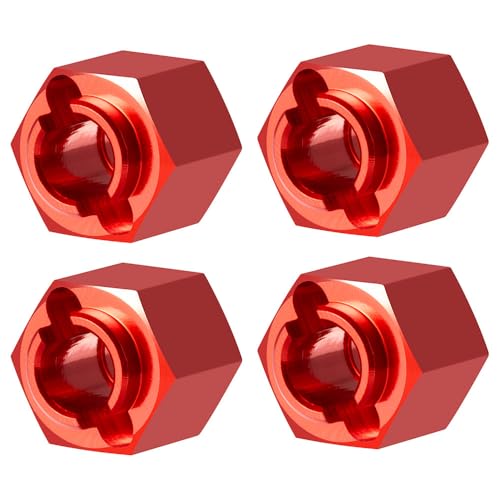 4PCS/Set Aluminum RC Car Wheel Hubs Adapters for Redcat Ascent 1/18th RC Crawler Car Upgrades (Red) - color: Red