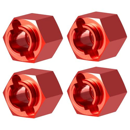 4PCS/Set Aluminum RC Car Wheel Hubs Adapters for Redcat Ascent 1/18th RC Crawler Car Upgrades (Red) - color: Red