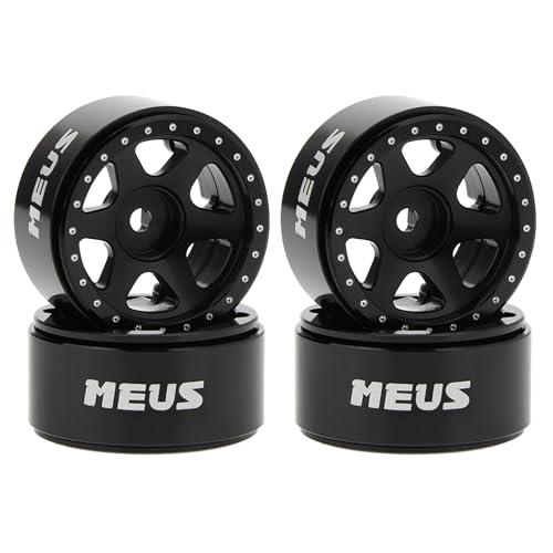 MEUS RACING 0.7 Beadlock Wheels Rims Deep-Dish Wheel for Axial SCX30 1/30 RC Crawler Upgrades (Type F, Black) - color: Type F, Black