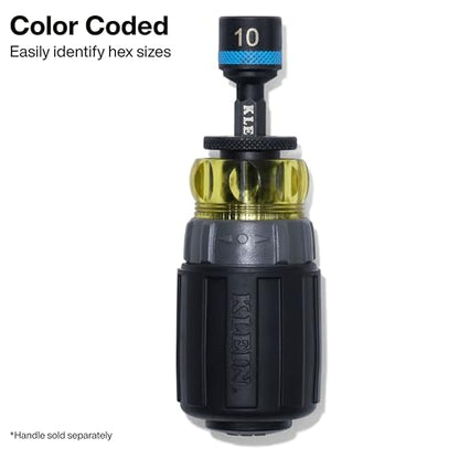 Klein Tools 32926SM 2-Inch Magnetic Power Nut Setters, Compact Impact Driver Set, Color-Coded, Metric, Impact-Rated, 6-Piece - size: 2-Inch / 6-Piece Set, Metric