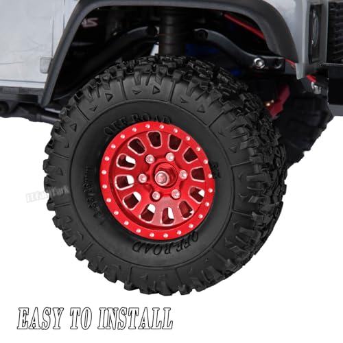 RC 1.3 in Wheel Tires for 1/18 TRX4M 1/24 SCX24 RC Crawler Car,Aluminum 1.3 Beadlock Wheel Rims and Rubber Tires w/Sponge,RC Truck Tires,Red - color: Red - (1.3 Tires)