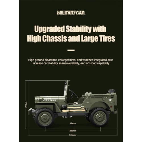 1/10 Scale 4WD RC Crawler, 2.4GHz 4x4 Military Off-Road RC Monster Truck with LED Lights, Dual Motors & DIY Interior for Hobbyists - color: Army Grey