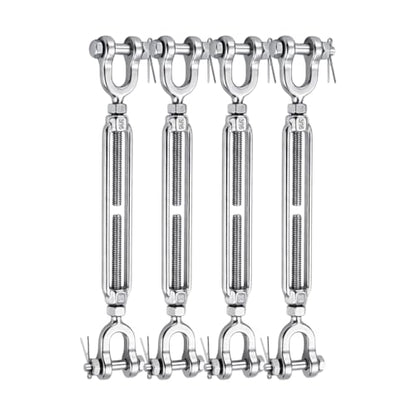 3/16 Turnbuckle Heavy Duty 304 Stainless Steel Turnbuckle Tensioner, 660 lbs Working Load Limit, Jaw and Jaw Turnbuckles for Cables Wire Shade Sail Deck Tractor Ground Anchor (4PCS) - size: 3/16"(M5)-4PCS