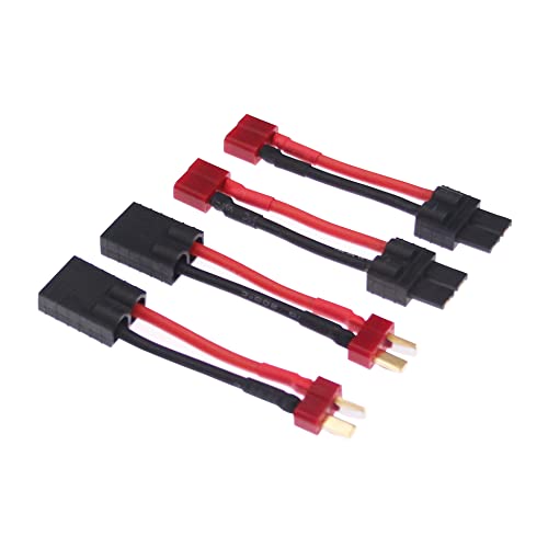 4pcs Compatible with TRX to T-Plug Style Male Female RC Connector Adapter with 14awg 2in Wire(E06-4)