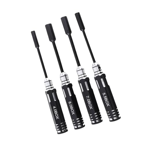 JTLB 4pcs Hex Socket Nut Driver Set Hex Wrench Set Key 4.0MM 5.5MM 7.0MM 8. with Aluminum Alloy Handle for RC Cars Model Airplanes