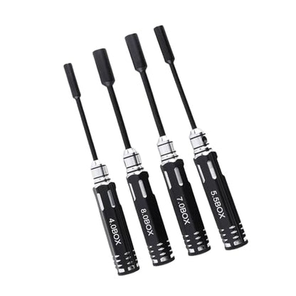 JTLB 4pcs Hex Socket Nut Driver Set Hex Wrench Set Key 4.0MM 5.5MM 7.0MM 8. with Aluminum Alloy Handle for RC Cars Model Airplanes