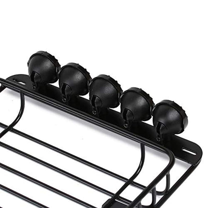 INJORA RC 1/10 Metal Roof Rack Luggage with 5 LED Set for 1/10 RC Crawler Car TRX-4 Axial SCX10 90046 SCX10 III AXI03007（Black）