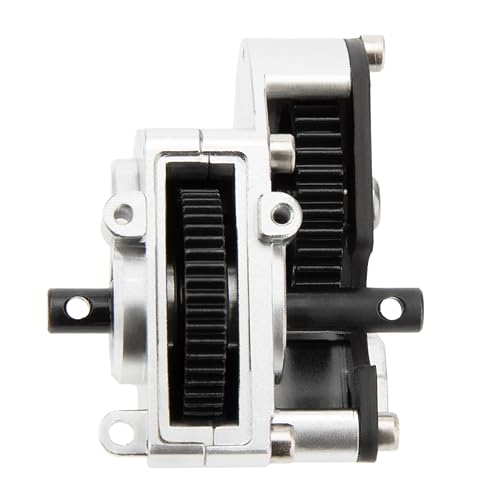 MEUS Racing SCX24 Transmission Aluminum Complete Gearbox for 1/24 Axial SCX24 RC Crawler (Brushless, Silver)