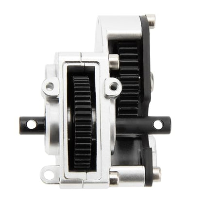 MEUS Racing SCX24 Transmission Aluminum Complete Gearbox for 1/24 Axial SCX24 RC Crawler (Brushless, Silver)