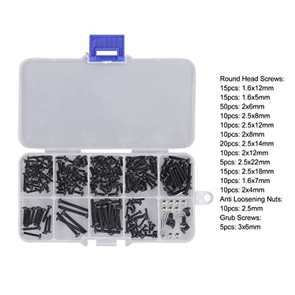 Rust Proof RC Screw Kit Iron Replacement Spare Parts Box with 160pcs Various Sizes for 1/18 Crawler