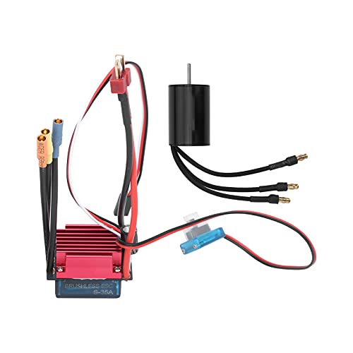 RC Brushless Motor & ESC Combo, 4500KV Sensorless Brushless Motor with 35A ESC, 4 Pole Motor, for 1/16, 1/18 Scale RC Car Truck Racing