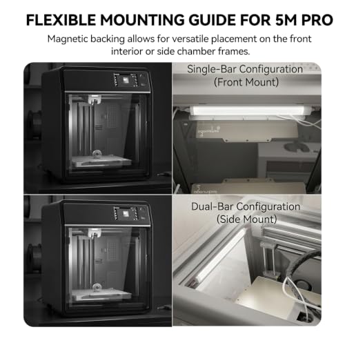 Upgrade LED-Light Kit for Flashforge Adventurer-5X5M 3D-Printing: 2pcs Magnetci 24V 42 LED Light Bar with Soft Diffuser Plug and Play Installation 3D Printer Parts