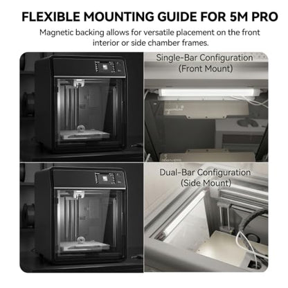 Upgrade LED-Light Kit for Flashforge Adventurer-5X5M 3D-Printing: 2pcs Magnetci 24V 42 LED Light Bar with Soft Diffuser Plug and Play Installation 3D Printer Parts
