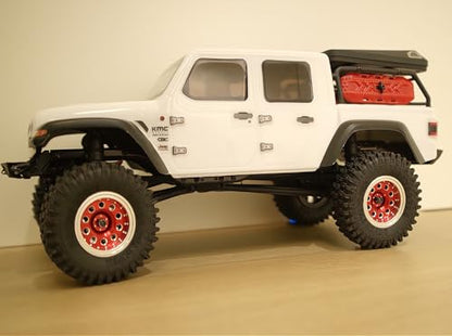 RC 1.0 Beadlock Wheels Offsets -2 Aluminum Rims for AX24 1/18 TRX4M All 1/24 Scale Axial SCX24 Deadbolt RC Crawler Car Wheels Upgrades 4Pc (Red & Silver) - color: Red & Silver