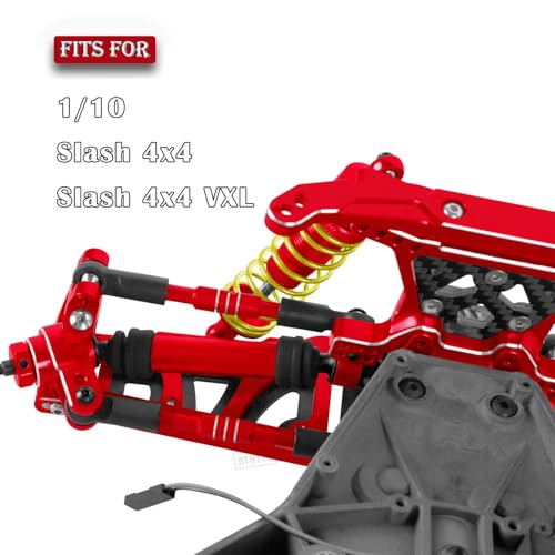 Upgrades Part for 1/10 Slash 4x4 VXL,Alloy Suspension Arm,Shock Absorber,Caster Block,Steering Blocks,Stub Axle Carriers,Steering Bellcranks,Shock Tower,Body Mounts,Drive Shaft,Links,Red - color: Red - (1 Set)