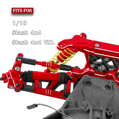 Upgrades Part for 1/10 Slash 4x4 VXL,Alloy Suspension Arm,Shock Absorber,Caster Block,Steering Blocks,Stub Axle Carriers,Steering Bellcranks,Shock Tower,Body Mounts,Drive Shaft,Links,Red - color: Red - (1 Set)